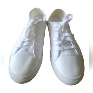 J/Slides NYC White Cushioned Footbed Rubber Sole Canvas Lace-up Sneakers Sz 9